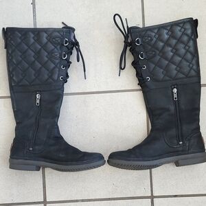 UGG Black Quilted Lace-Up Boots